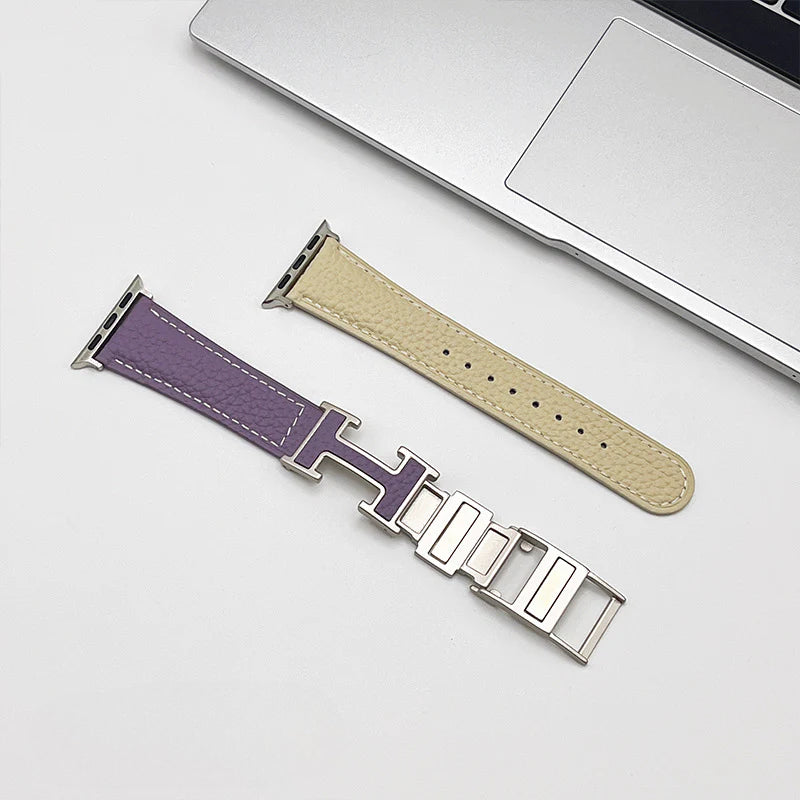 PallaBand Magnetic Buckle Lychee Leather Strap (For iWatch) - ANI-TECH