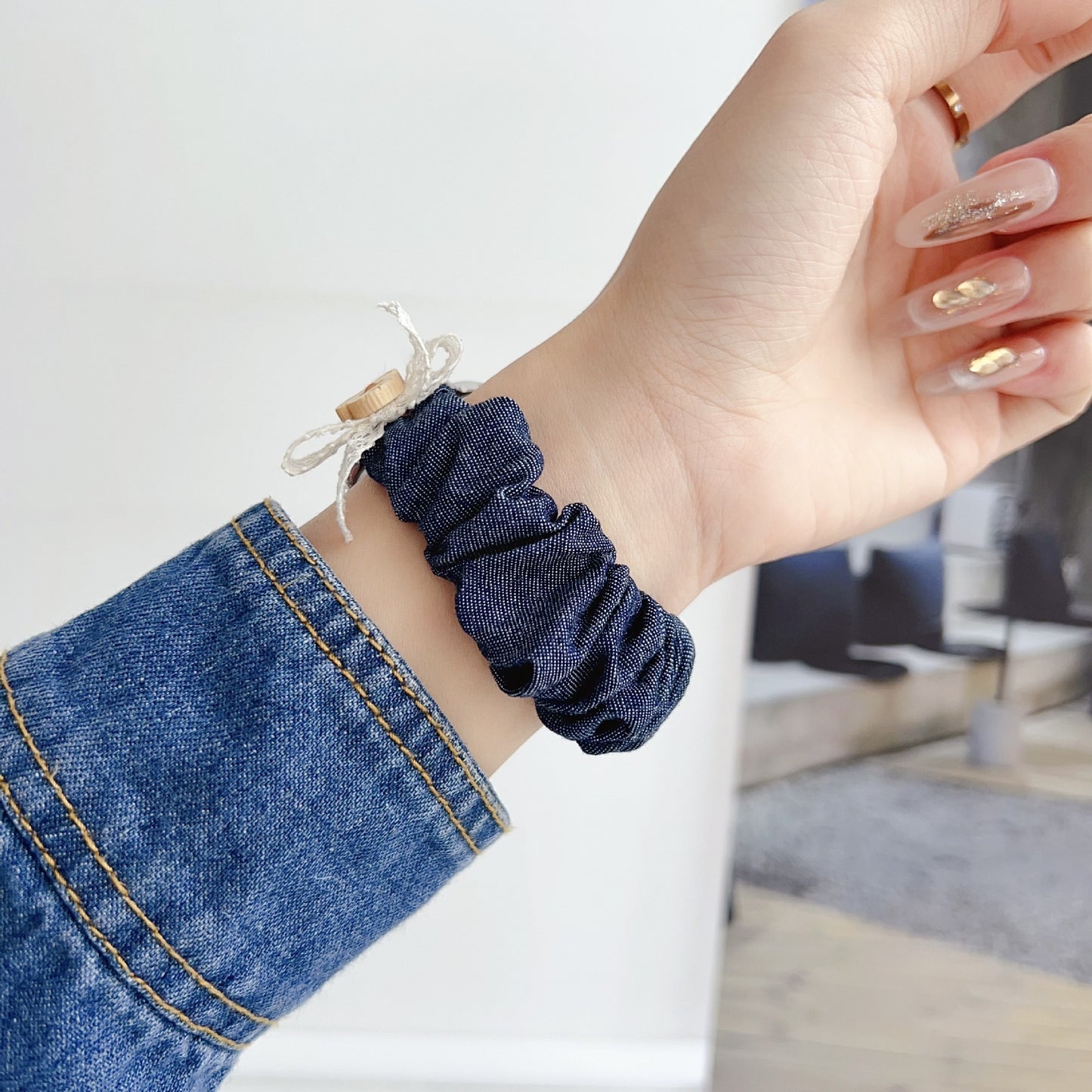 PallaBands™ Bow Bear Denim Stretch Hair Band Strap - ANI-TECH