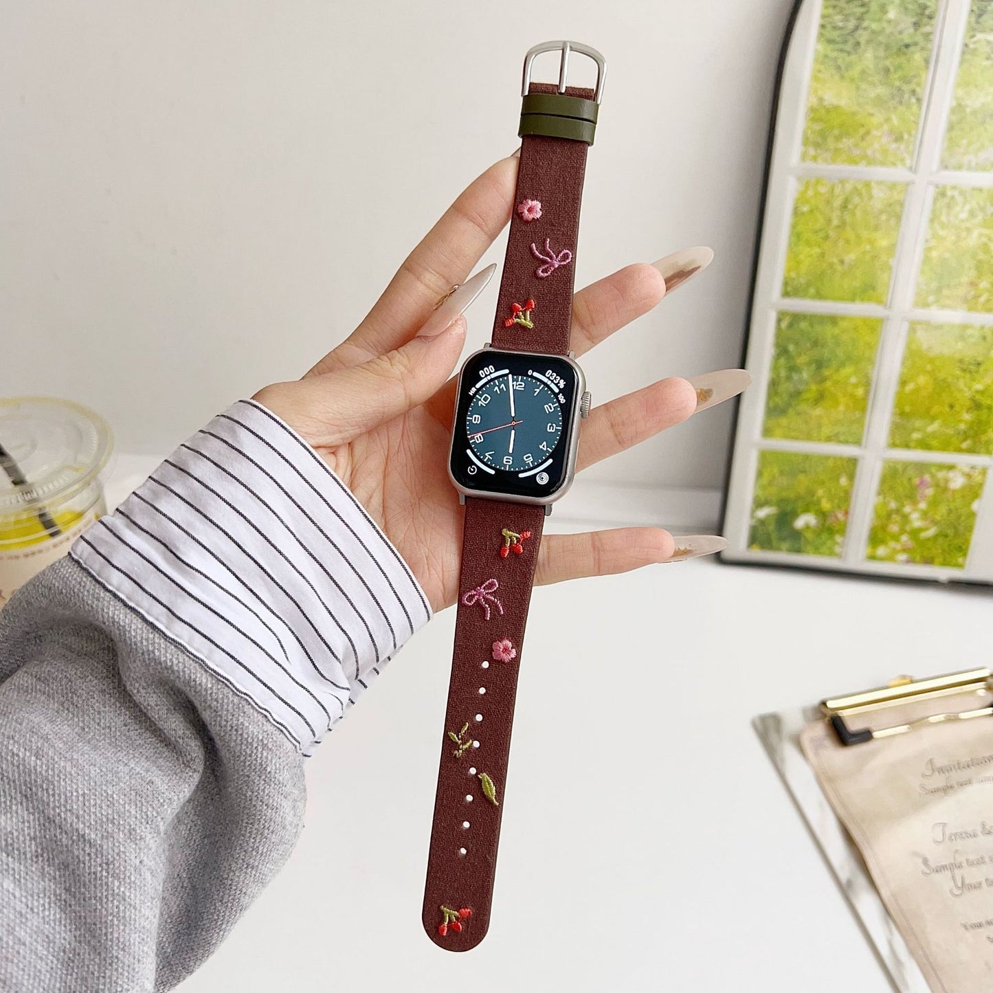 Pallaband™️ Bow cherry thorn leather strap - ANI-TECH