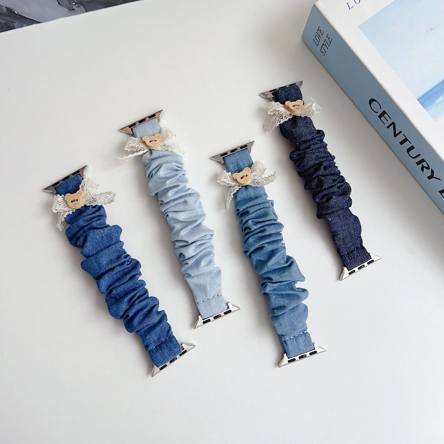 PallaBands™ Bow Bear Denim Stretch Hair Band Strap - ANI-TECH