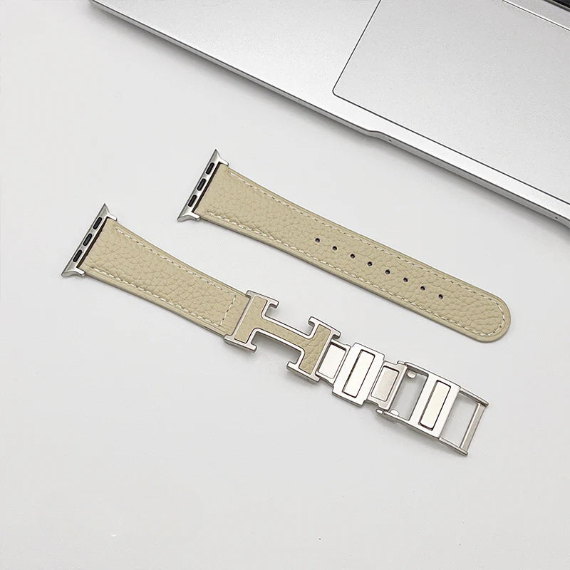 PallaBand Magnetic Buckle Lychee Leather Strap (For iWatch) - ANI-TECH