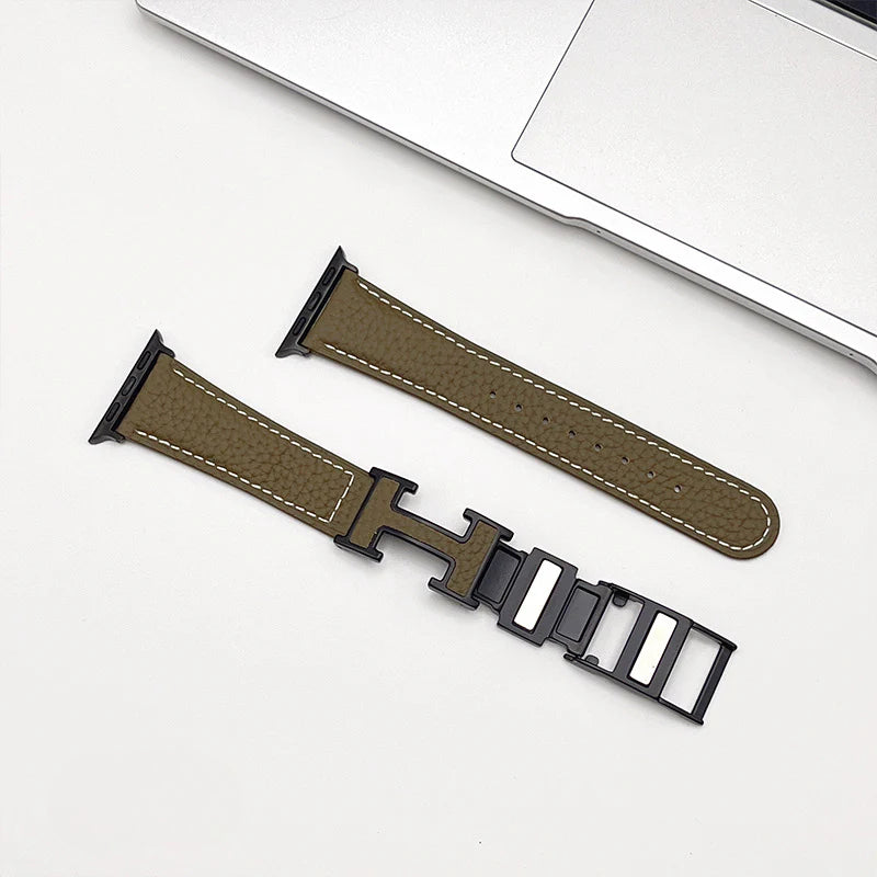 PallaBand Magnetic Buckle Lychee Leather Strap (For iWatch) - ANI-TECH
