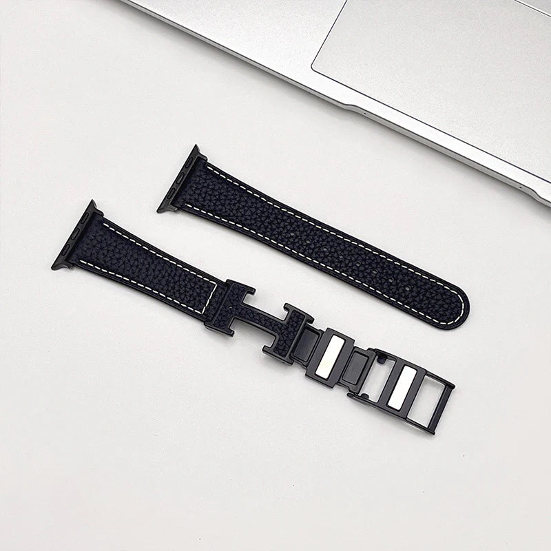 PallaBand Magnetic Buckle Lychee Leather Strap (For iWatch) - ANI-TECH