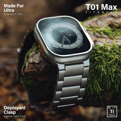 T01 Grade Apple Titanium Strap Fits All apple watch series - Adjustable Titanium Apple Watch Band with Secure Clasp - Premium Color Matching Band with Comfortable grip - Replacement Wristbands for iWatch (T01 | ULTRA Black)