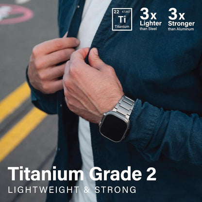 T01 Grade Apple Titanium Strap Fits All apple watch series - Adjustable Titanium Apple Watch Band with Secure Clasp - Premium Color Matching Band with Comfortable grip - Replacement Wristbands for iWatch (T01 | ULTRA Black)