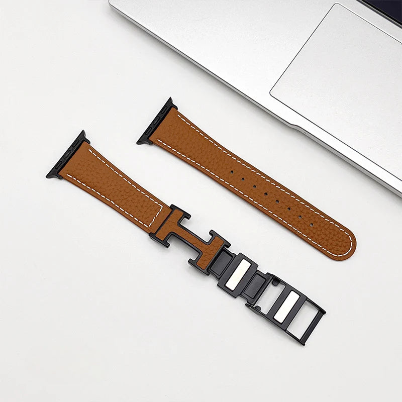 PallaBand Magnetic Buckle Lychee Leather Strap (For iWatch) - ANI-TECH