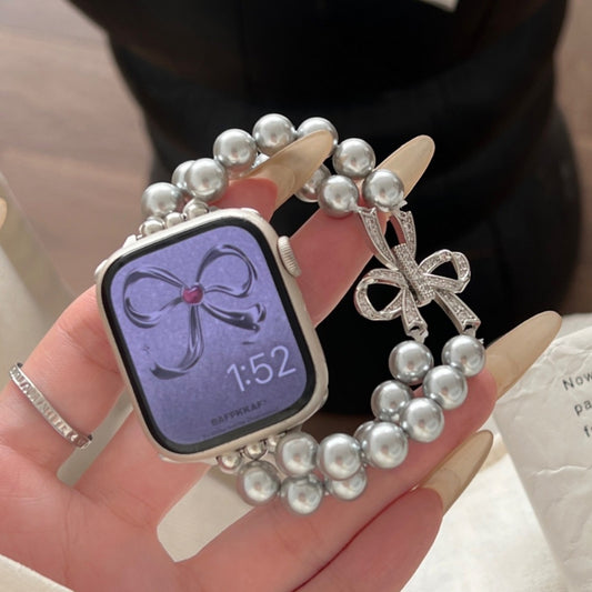 PallaBand Bow Pearl Stretch Beaded Strap (iWatch) - ANI-TECH