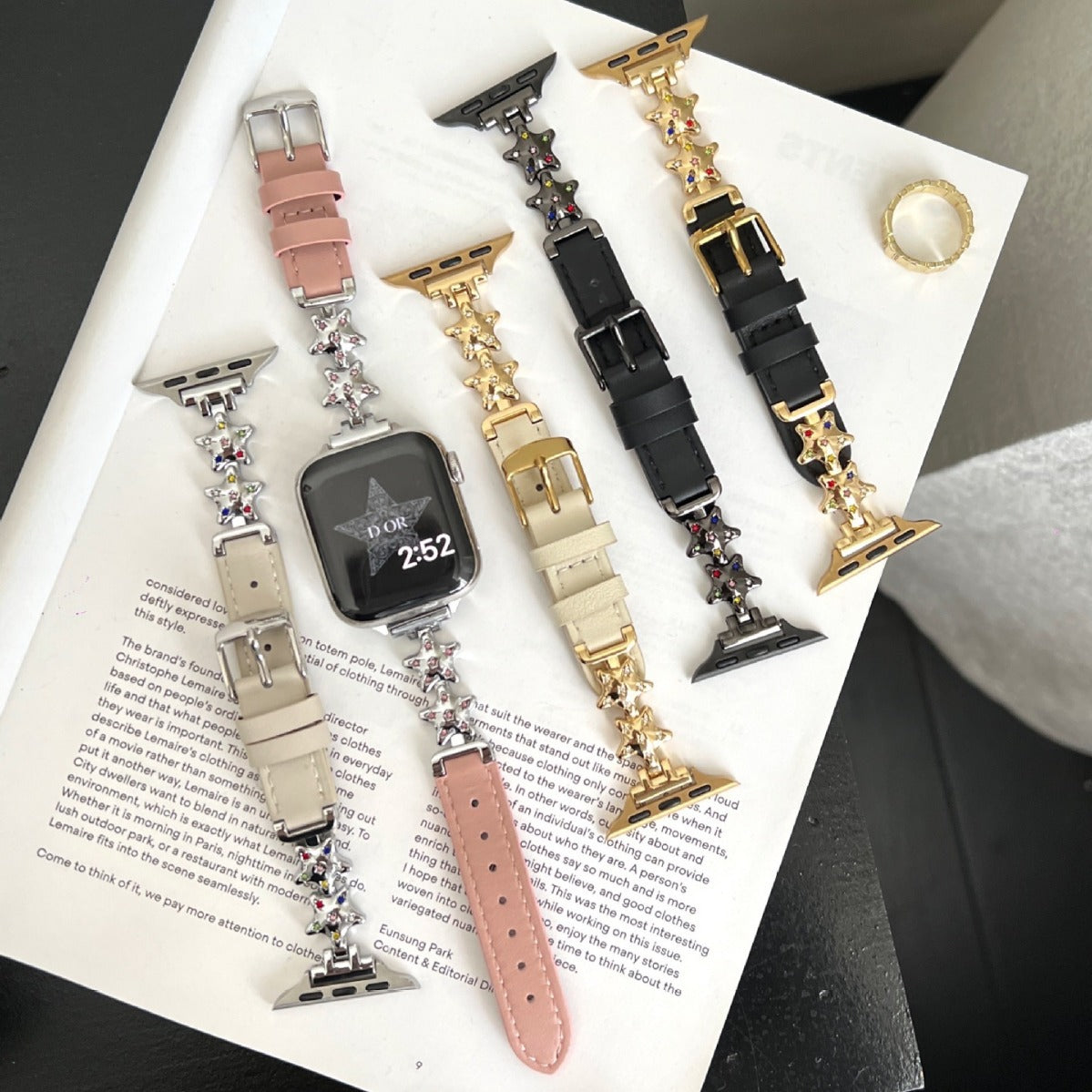 PallaBand Star Dot Diamond Metal Splicing Leather Strap (iWatch) - ANI-TECH