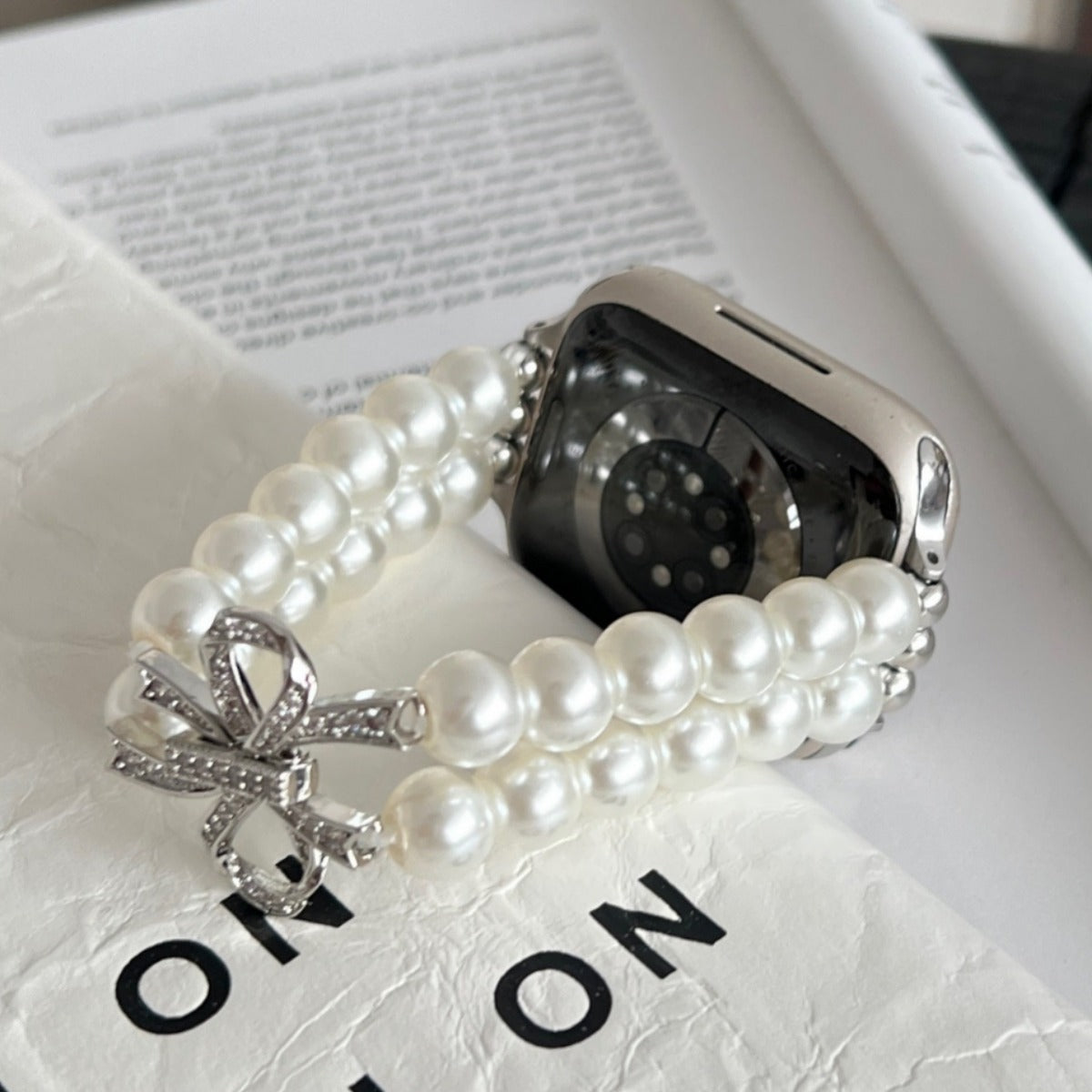 PallaBand Bow Pearl Stretch Beaded Strap (iWatch) - ANI-TECH