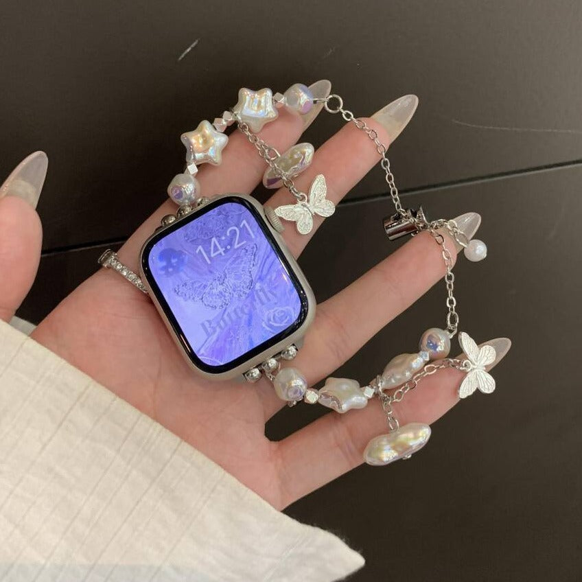 PallaBand Laser Star Pearl Butterfly Retractable Chain Strap (iwatch) - ANI-TECH