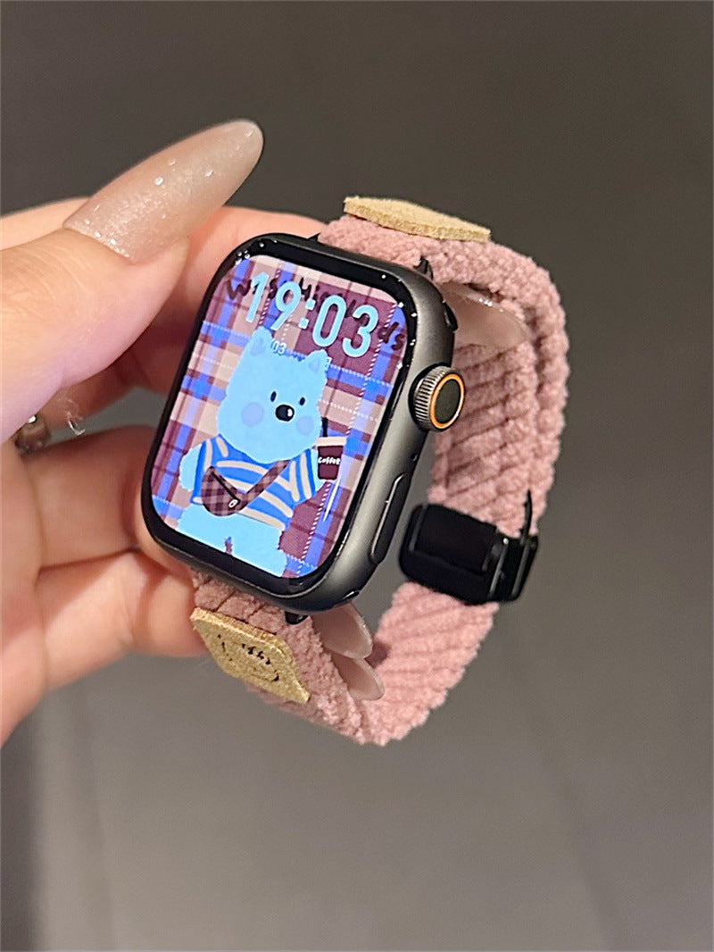 PallaBand cute kt cat thin corduroy magnetic buckle strap (iwatch) - ANI-TECH