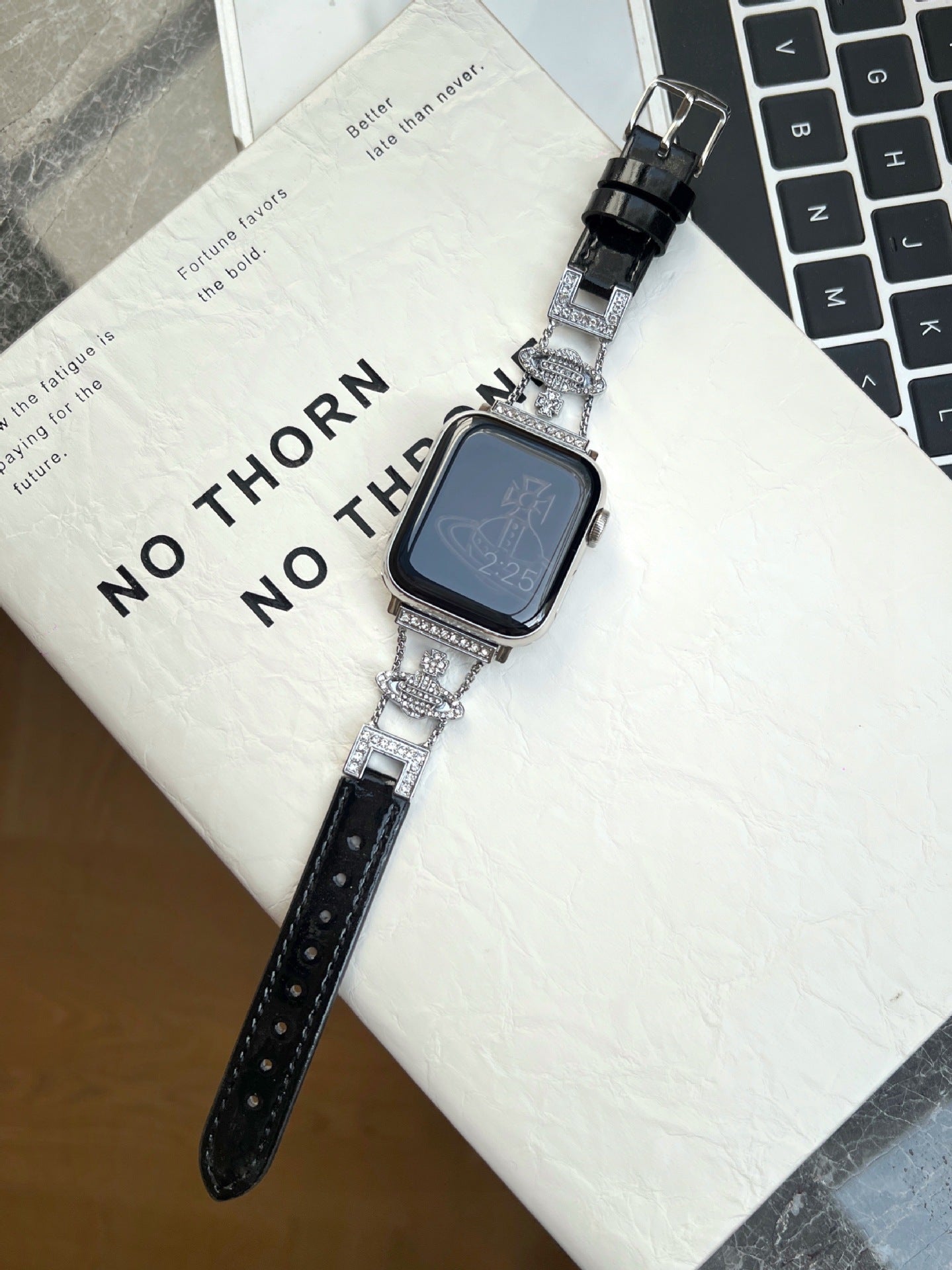 PallaBand Saturn Queen Mother Lacquered Leather Strap (iWatch) - ANI-TECH
