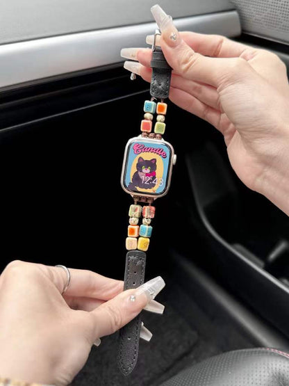 PallaBand Strap Colorful Beaded Spliced Leather Strap (For iWatch) - ANI-TECH