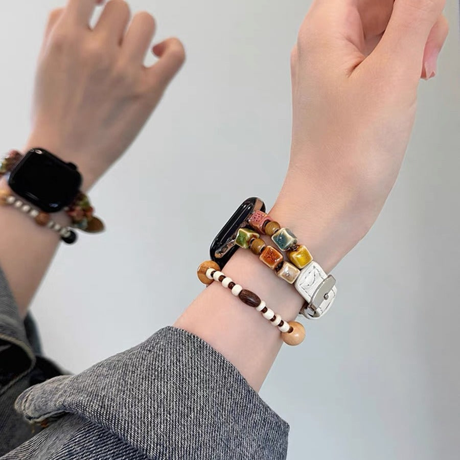 PallaBand Strap Colorful Beaded Spliced Leather Strap (For iWatch) - ANI-TECH
