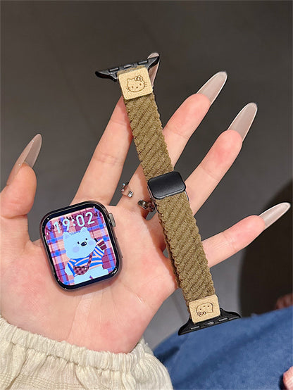 PallaBand cute kt cat thin corduroy magnetic buckle strap (iwatch) - ANI-TECH