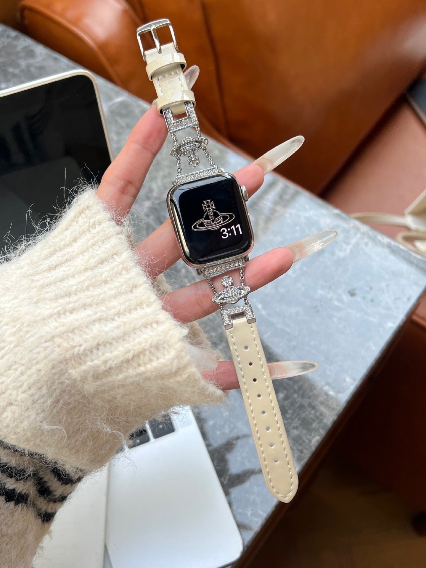 PallaBand Saturn Queen Mother Lacquered Leather Strap (iWatch) - ANI-TECH