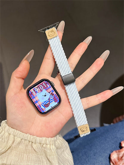 PallaBand cute kt cat thin corduroy magnetic buckle strap (iwatch) - ANI-TECH