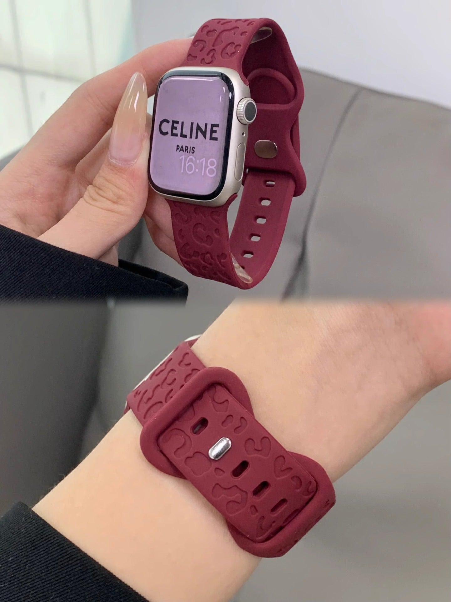 PallaBand Burgundy Silicone Cat Claw Strap - ANI-TECH