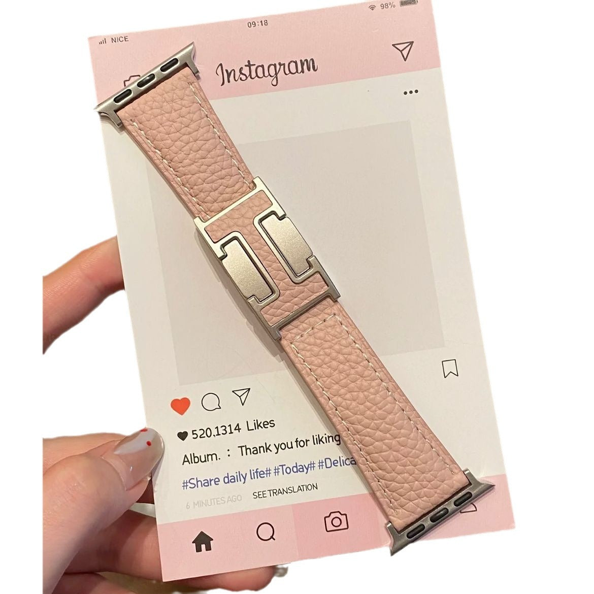 PallaBand Magnetic Buckle Lychee Leather Strap (For iWatch) - ANI-TECH