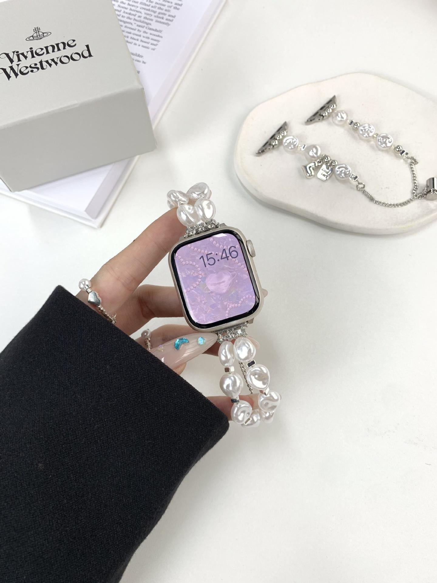PallaBand Baroque Pearl Watch with Premium Sense Retractable Chain (For iWatch) - ANI-TECH