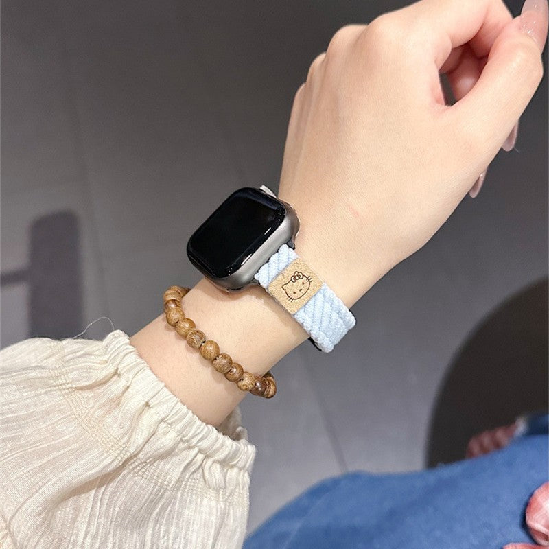 PallaBand cute kt cat thin corduroy magnetic buckle strap (iwatch) - ANI-TECH
