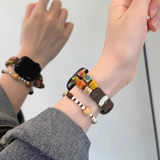 PallaBand Strap Colorful Beaded Spliced Leather Strap (For iWatch) - ANI-TECH