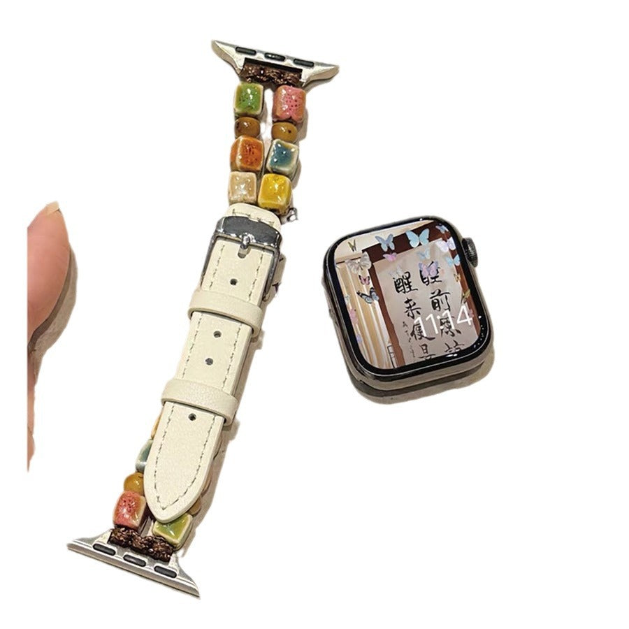 PallaBand Strap Colorful Beaded Spliced Leather Strap (For iWatch) - ANI-TECH