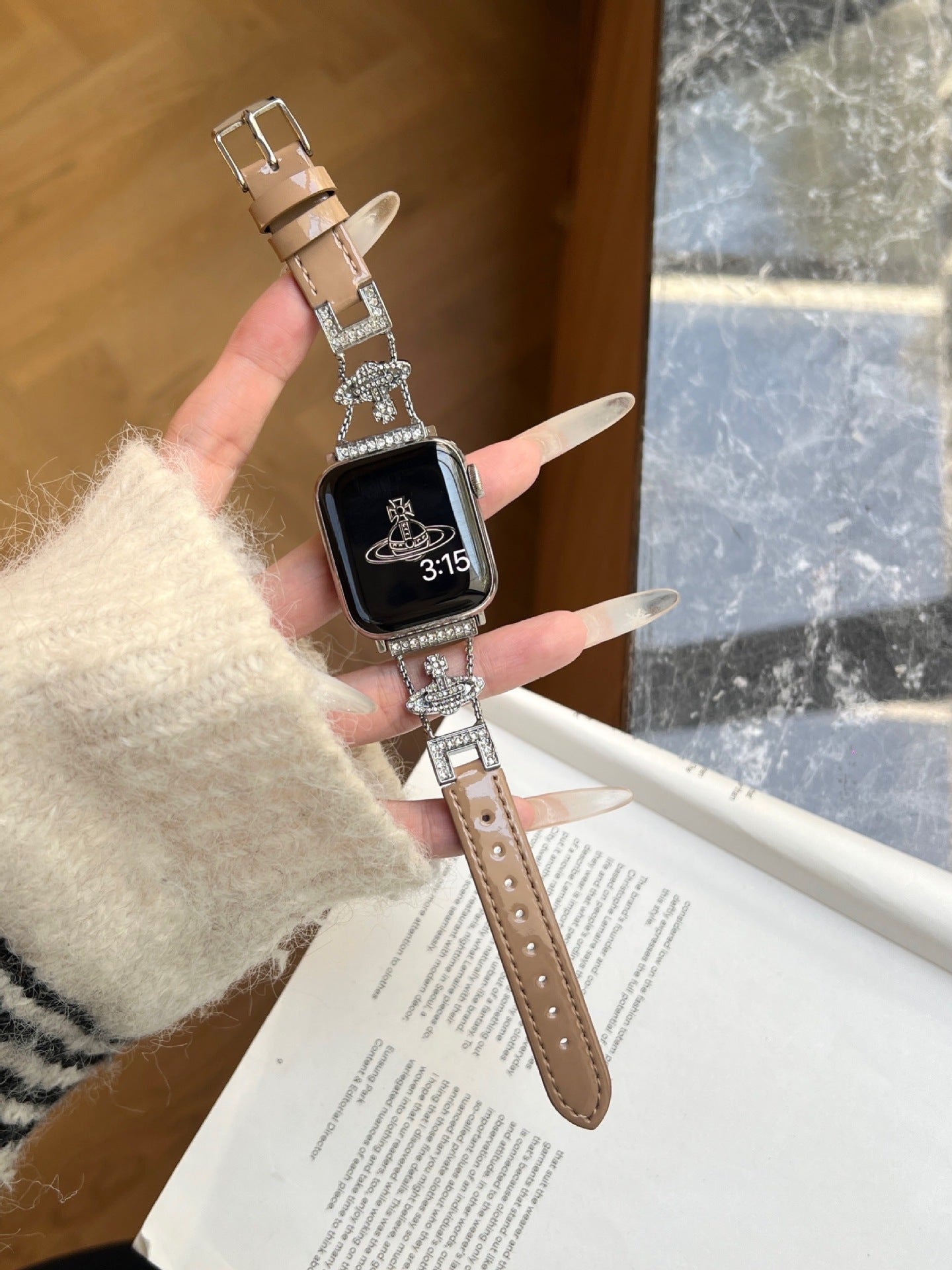 PallaBand Saturn Queen Mother Lacquered Leather Strap (iWatch) - ANI-TECH