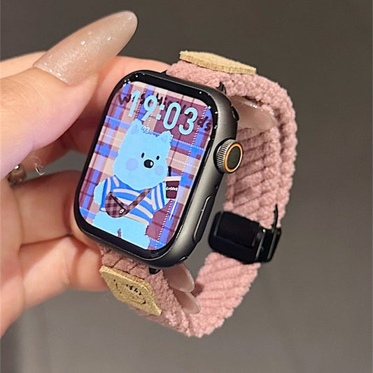 PallaBand cute kt cat thin corduroy magnetic buckle strap (iwatch) - ANI-TECH