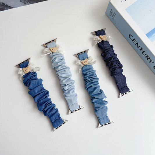 PallaBands™ Bow Bear Denim Stretch Hair Band Strap - ANI-TECH