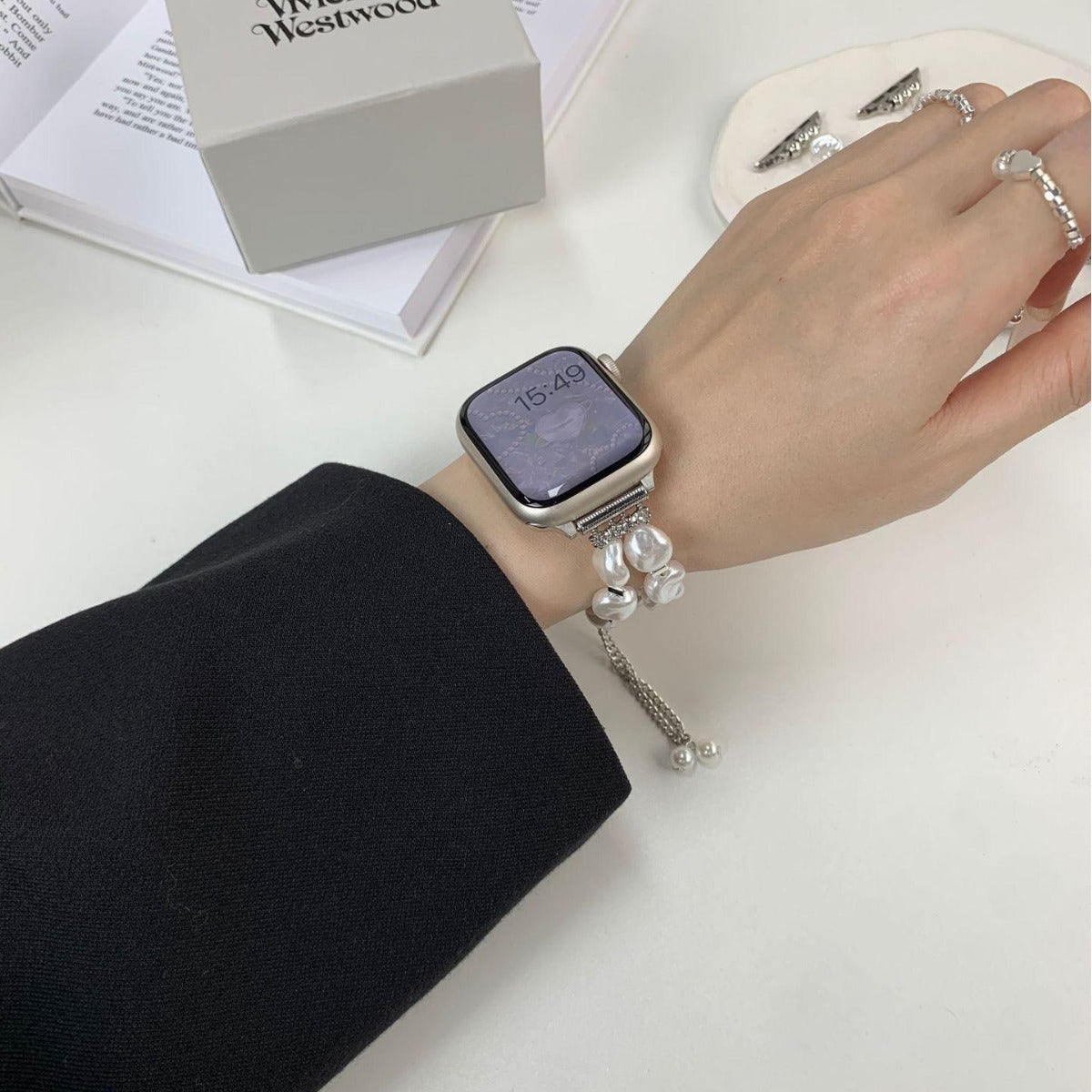 PallaBand Baroque Pearl Watch with Premium Sense Retractable Chain (For iWatch) - ANI-TECH