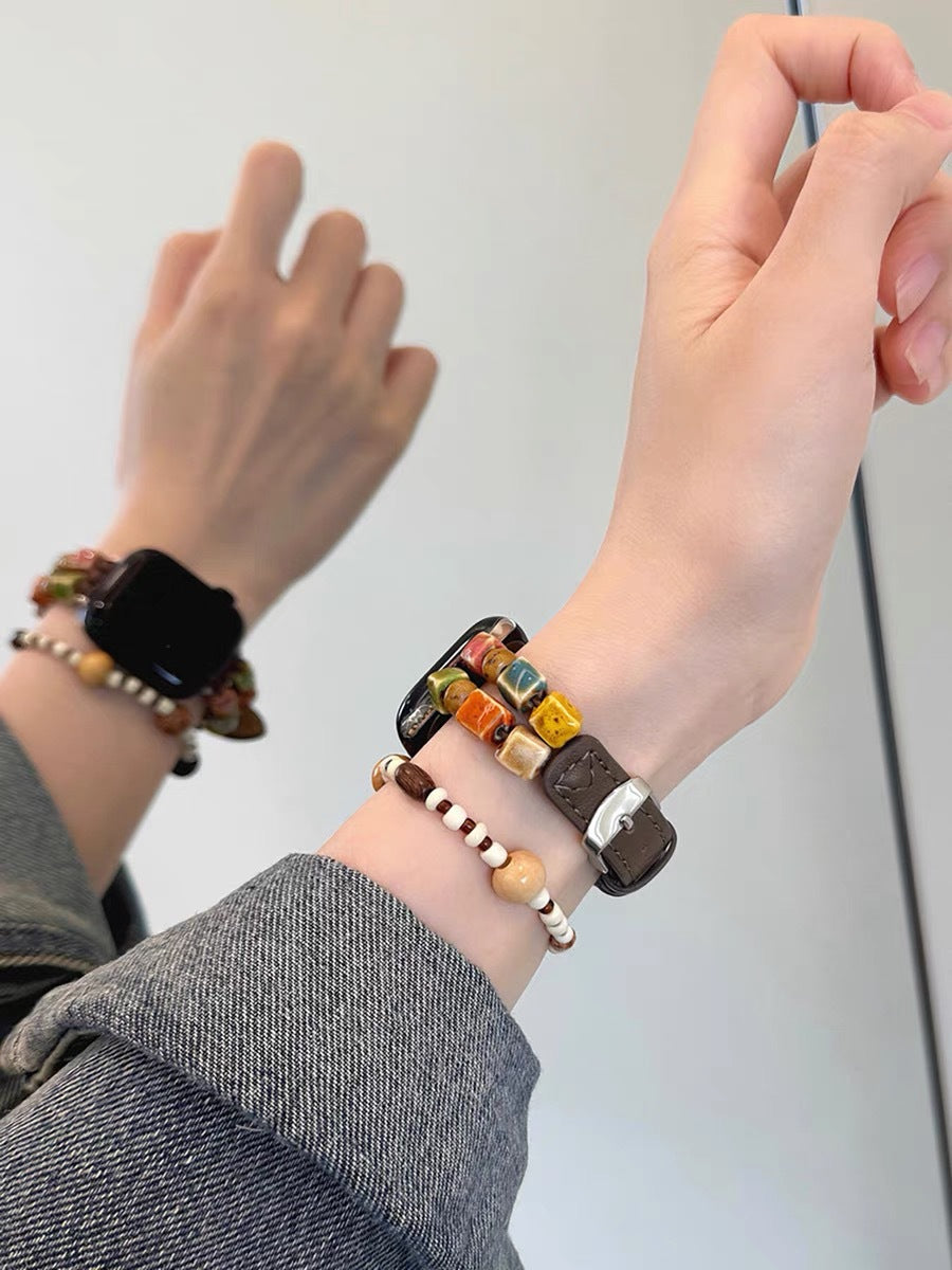 PallaBand Strap Colorful Beaded Spliced Leather Strap (For iWatch) - ANI-TECH