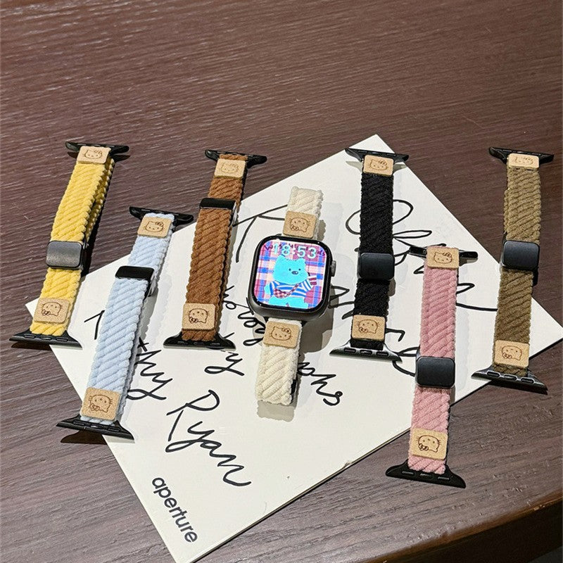 PallaBand cute kt cat thin corduroy magnetic buckle strap (iwatch) - ANI-TECH