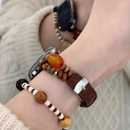 PallaBand Leather Stitched Natural Stone Strap (For iWatch) - ANI-TECH