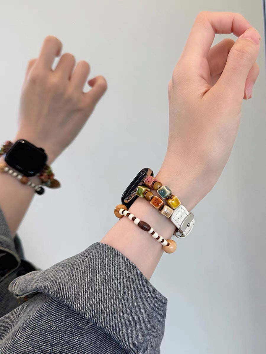 PallaBand Strap Colorful Beaded Spliced Leather Strap (For iWatch) - ANI-TECH