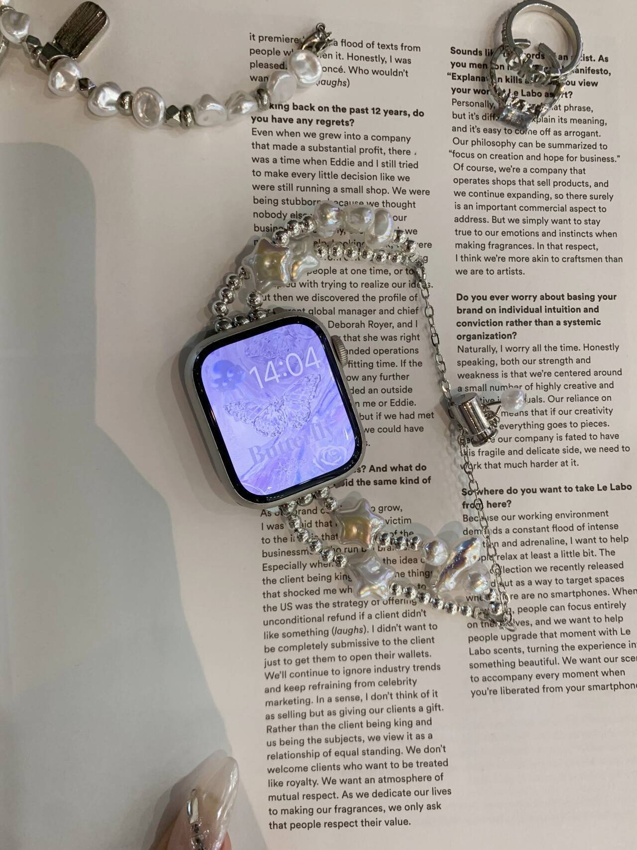 PallaBand Laser Star Pearl Butterfly Retractable Chain Strap (iwatch) - ANI-TECH