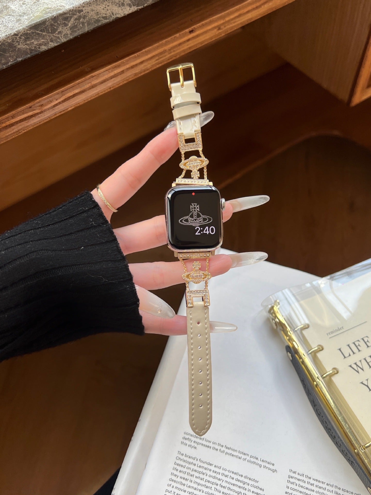 PallaBand Saturn Queen Mother Lacquered Leather Strap (iWatch) - ANI-TECH
