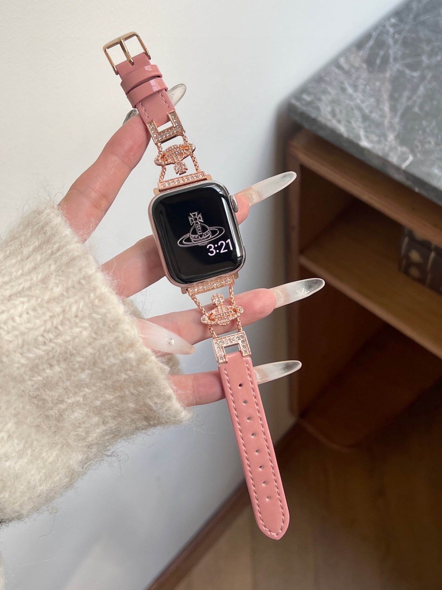 PallaBand Saturn Queen Mother Lacquered Leather Strap (iWatch) - ANI-TECH